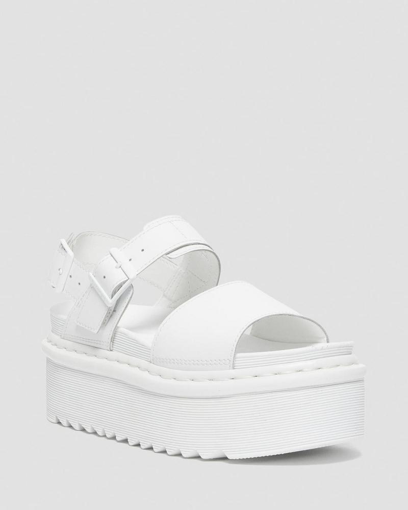 Dr Martens Voss Mono Lær Platform Sandaler Med Reim Dame Hvite | Norge 461ZUT